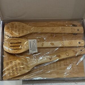 Engraved Bamboo Kitchen Utensil Set